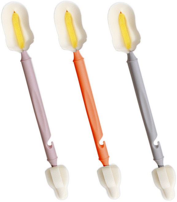 슈베스 국내 제조 듀얼 더블폼 세척솔 3종 세트, 1세트, 핑크 + 코랄 + 그레이