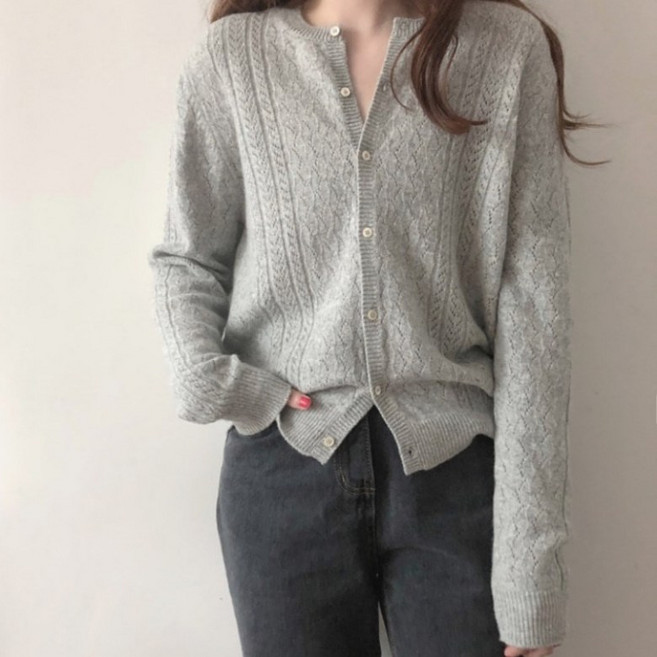 아이엠몽 여성용 리타 펀칭 니트 가디건