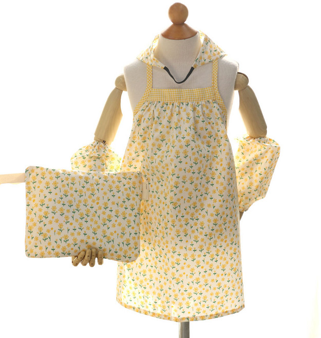 세맘스 여아용 마이미유 프릴 방수 앞치마 + 두건 + 토시 + 파우치 세트