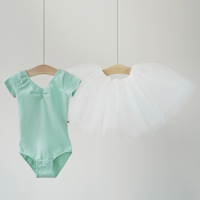 Ballet Kids 女童短袖按扣連體衣 + 芭蕾舞紗裙套裝