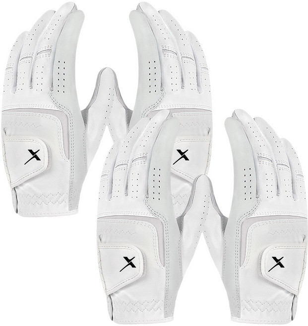 기어엑스 여성용 반양피 The New 골프장갑 양손용, 흰색, 2세트