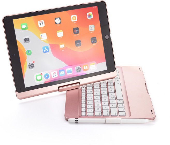 시즌템 아이패드전용 블루투스 한글 키보드 케이스, 로즈골드