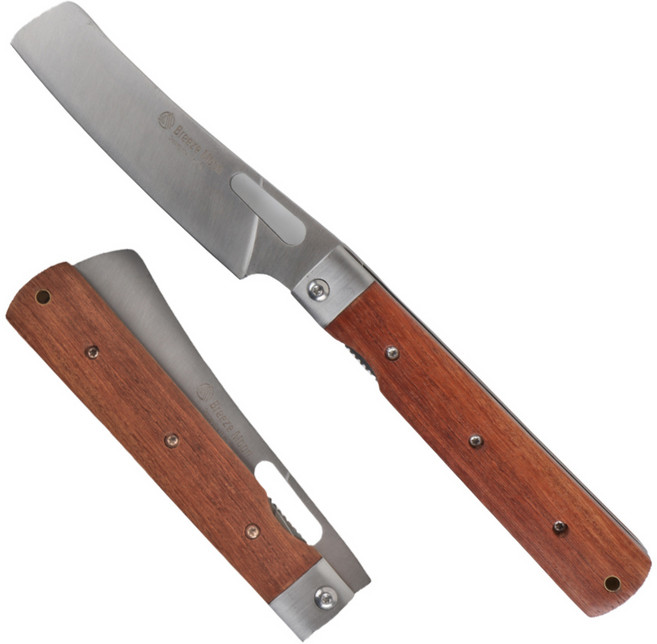 브리즈문 캠핑용 스테인리스 스틸 폴딩 휴대용 나이프 중식도, 우드, 1개