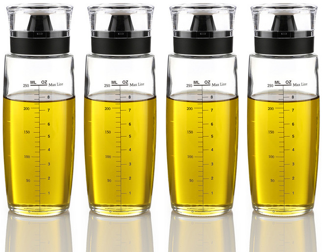 시노글라스 원형 실리콘 오일병 블랙, 300ml, 4개