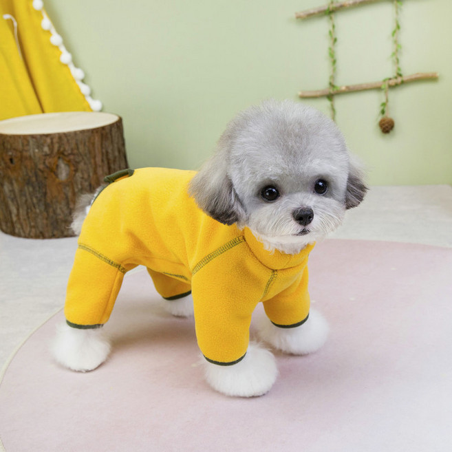 파스텔펫 반려동물 곰돌이 극세사 올인원, 옐로우, 1개