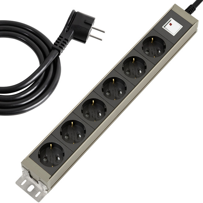 스윗홈 뉴잇 국산 고용량 알루미늄 컬러 과부하차단 납작 멀티탭 6구, 골든차콜, 1개, 1.5m