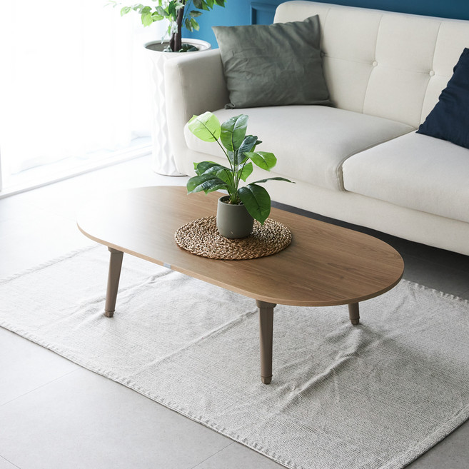 스토리퍼니쳐 국내생산 E0 LPM 6단높이조절 타원 거실 테이블, 내추럴오크