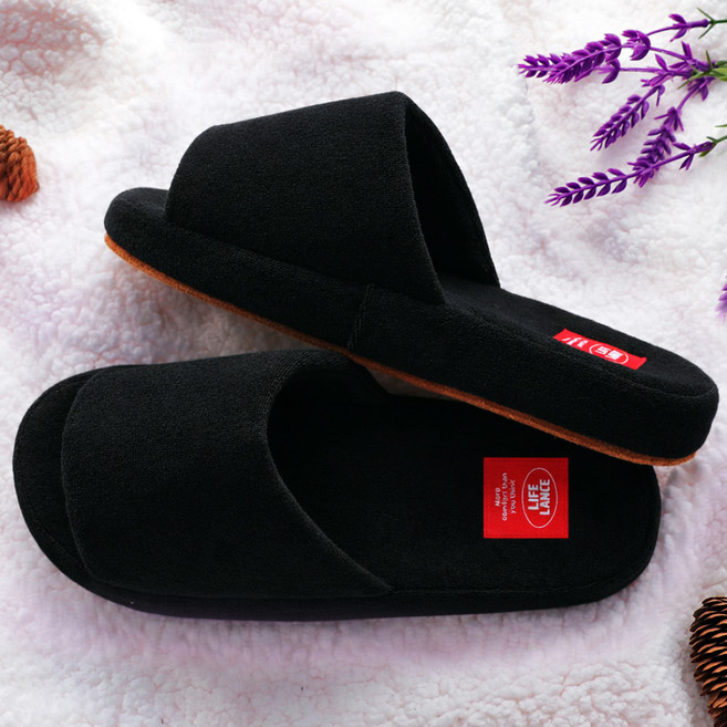 라이프란스 층간소음 거실화 테리 폼 슬리퍼, 블랙, 1개