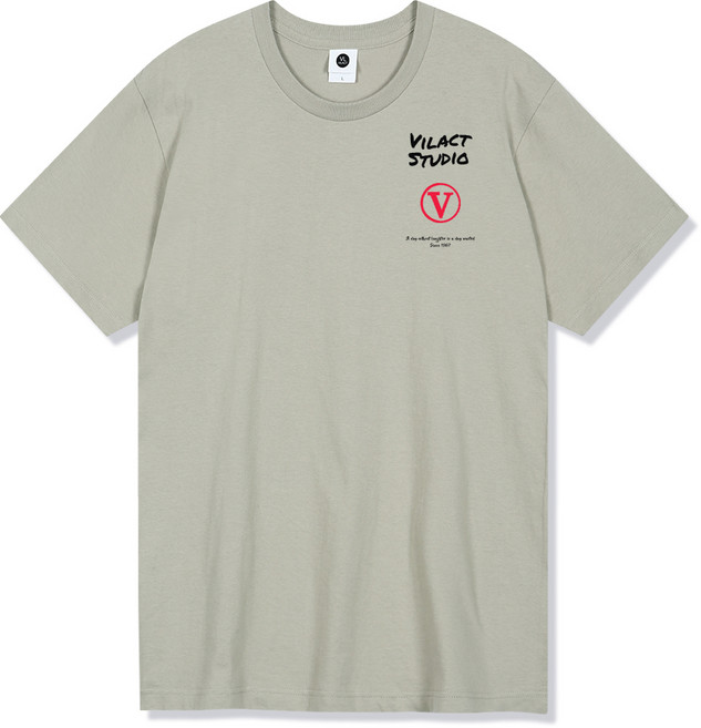 빌락트 남녀공용 통기성 스트릿 캔버스로고 반팔 티셔츠