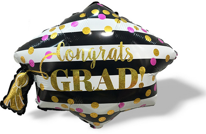 와우파티코리아 congrats grad 학사모 풍선, 도트, 3개