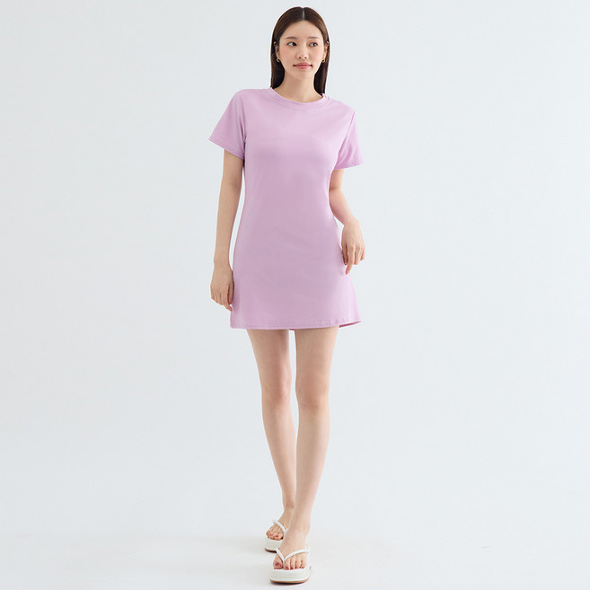 엘쏘 무지 기본 반팔 면 라운드넥 롱티 미니 원피스 빅사이즈 포함