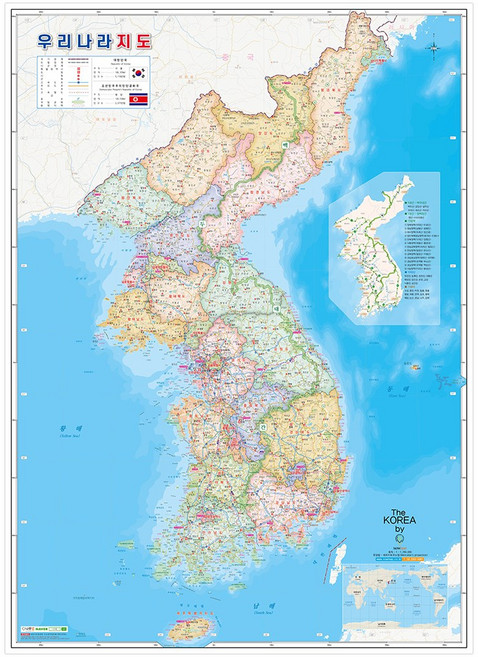 나우맵 코팅 우리나라지도 소형, 1개