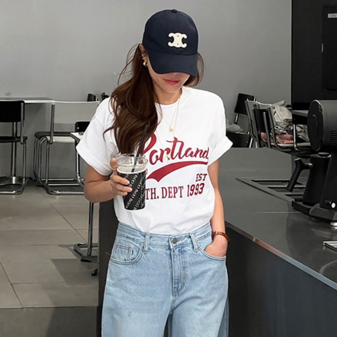 난닝구 여성용 시델호 나염 반팔 티셔츠