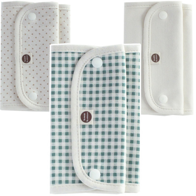 바니블라썸 아기띠 침받이 3종 x 2p 세트, 민트체크 도트, 1세트