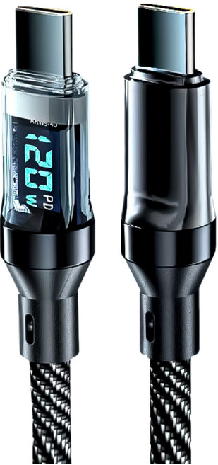 小麥購物 TypeC-TypeC數顯充電線 120W Y860, 黑色, 2條, 1m