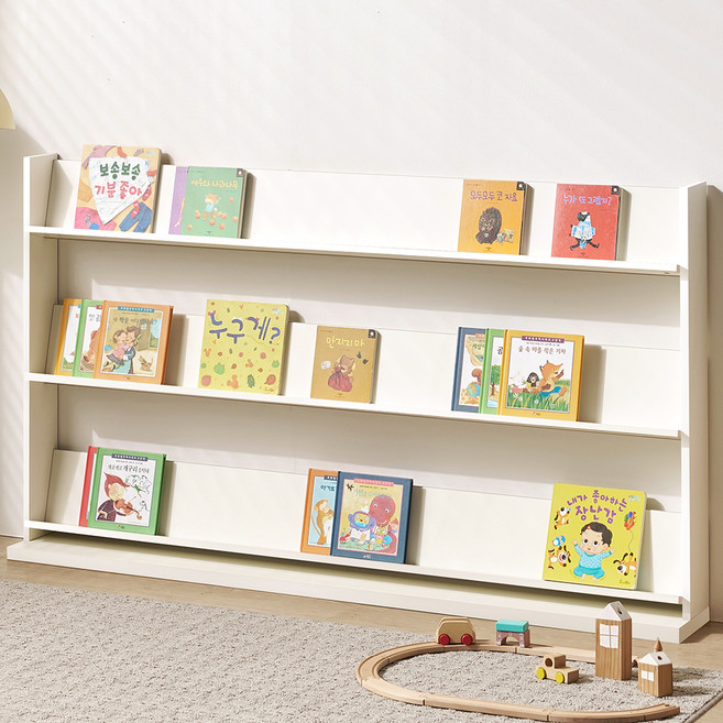 필웰 테미스 틸팅 전면 책장 1600, 화이트, 3단