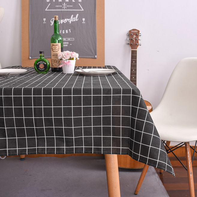 메오 북유럽 코튼 식탁보, 블랙, 1개, 100 x 140 cm