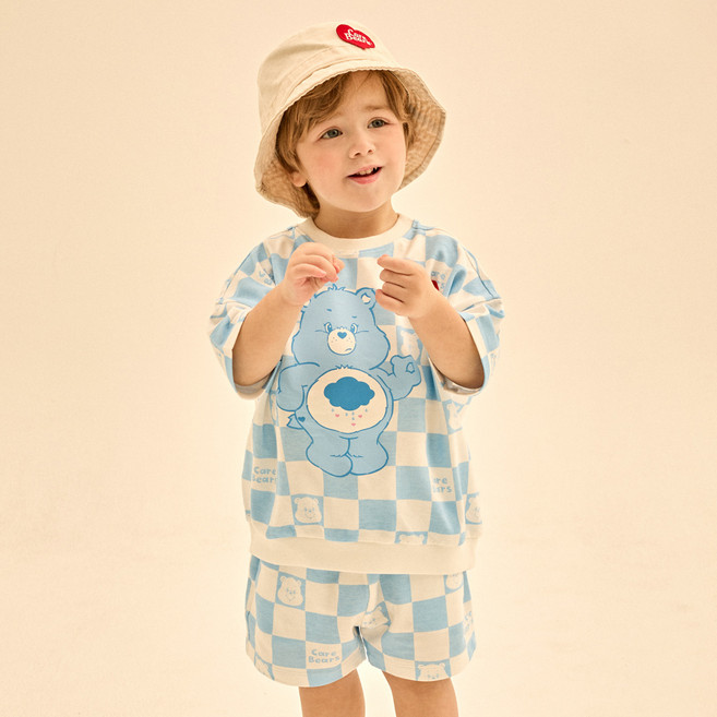케어베어 아동용 안녕 케어베어즈 페일 체커보드 상하복