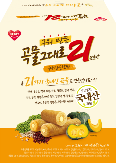 곡물그대로21 구워만든 곡물 그대로21 과자 단호박, 1kg, 1개