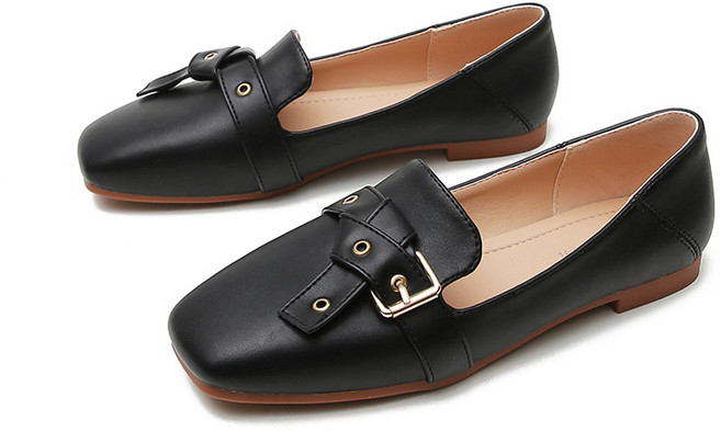 윈윈컴퍼니 언발런스 리본 사각코 플랫단화 YT_RC1149