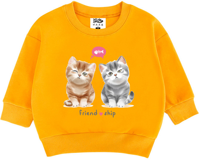 키즈크루 아동용 특양면 프렌드쉽 맨투맨