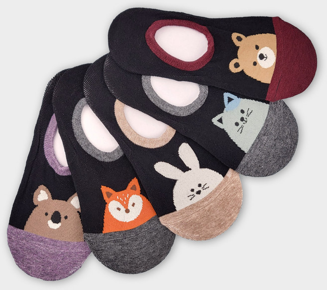 컬러매치 여성용 동물원 양말덧신 5종세트