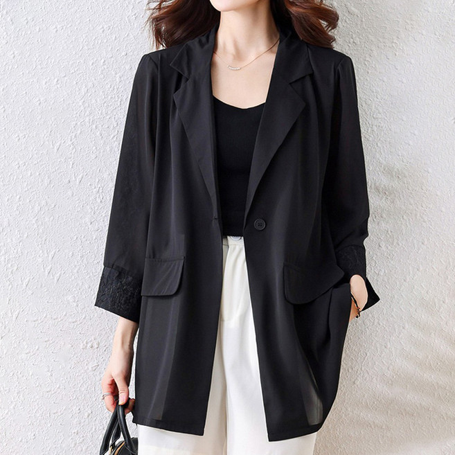 퀸이즈 여성용 세미 루즈핏 테일러드 자켓