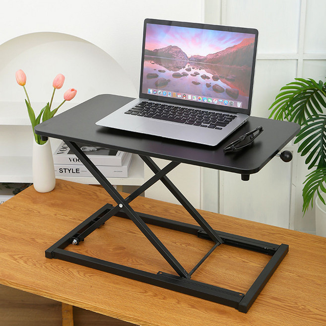 가구느낌 퓨 높이 조절 스탠딩 모션 테이블 600 x 340 mm, 블랙블랙