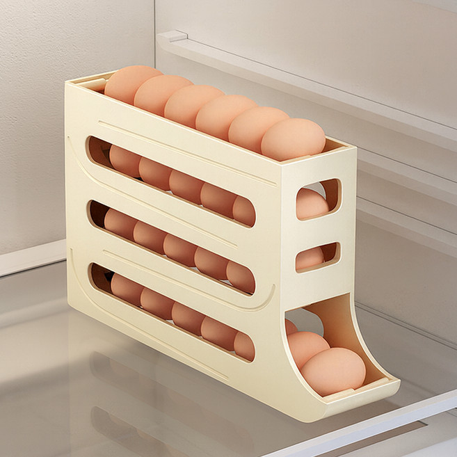 바른리빙 스르륵 자동 계란보관함, 아이보리, 1개