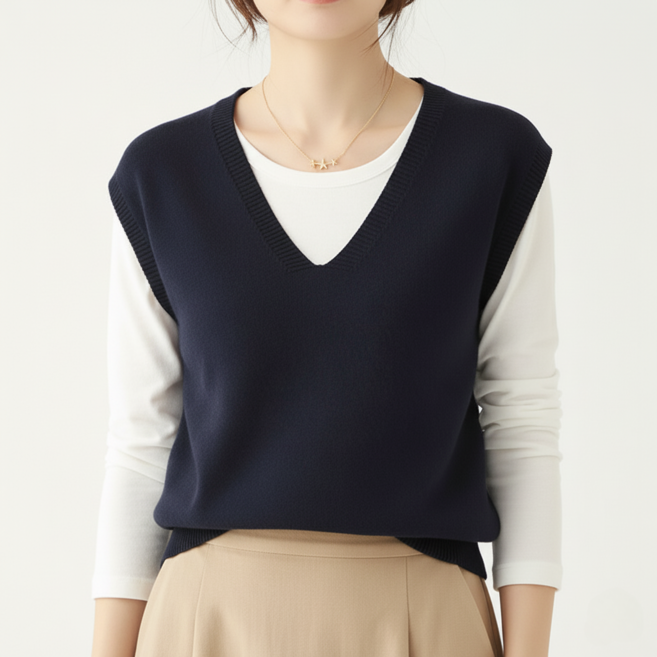Marketpia 女性V領寬鬆針織背心