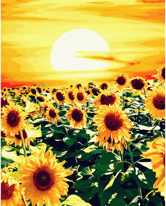 플레이어바웃 유화 피포페인팅 DIY 명화 그리기 40 x 50 cm 석양과 해바라기, 혼합색상, 1개