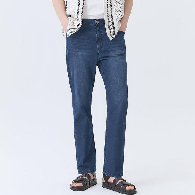 뱅뱅 남성용 썸머 라이크라 시그니처 데님 팬츠