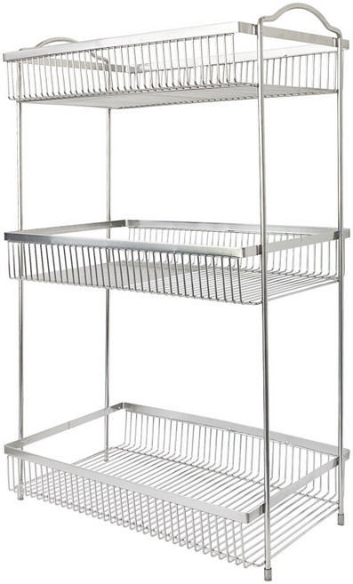 엠에스리빙 다용도 사각 선반, 스텐, 3단