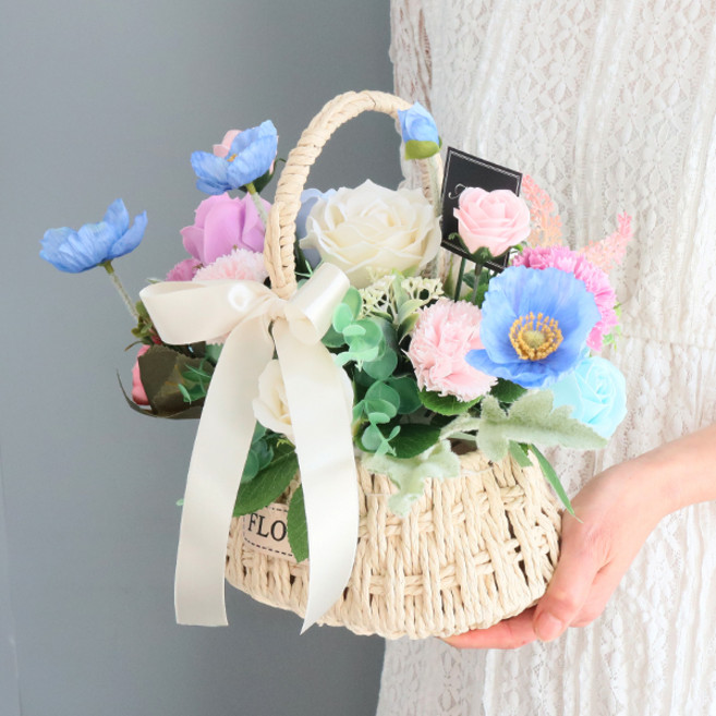 스텔라보나 비누꽃 카네이션 바구니 세트, 보나블루, 1개