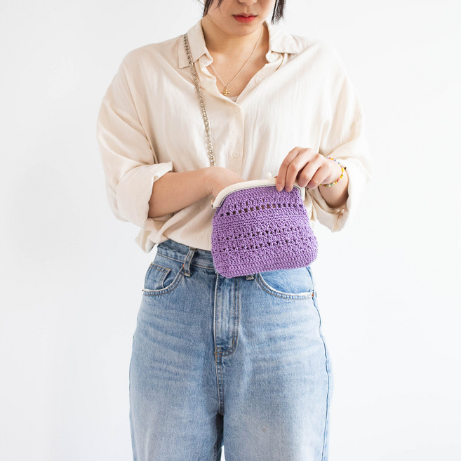 yarna 올리오 베티 프레임백 DIY패키지, 720 라일락(백), 아이보리(프레임), 랜덤발송(코바늘), 1세트