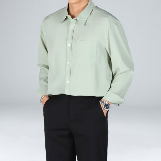 이브클로젯 남성용 링클프리 스판 오버핏 긴팔 셔츠 6711-1