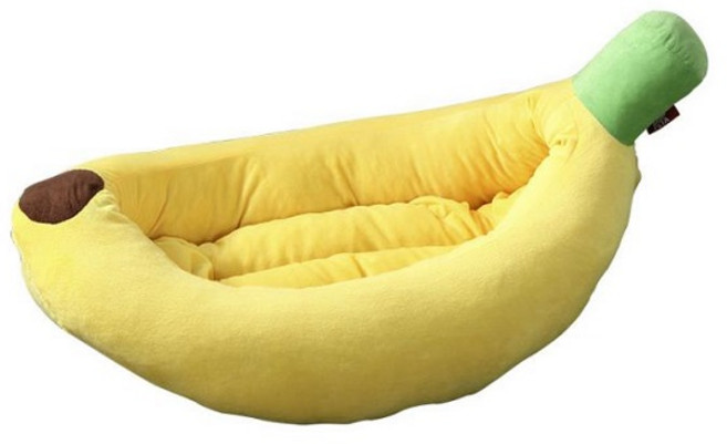 키밍 강아지 고양이 바나나 쿠션, 옐로우, 1개