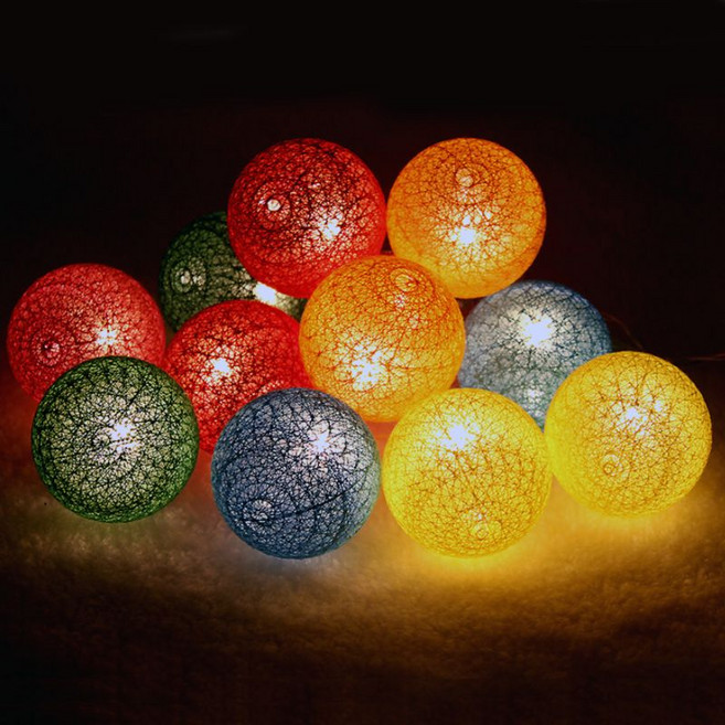 파티쇼 LED 코튼 볼 라이트 가랜드, 비비드, 1세트