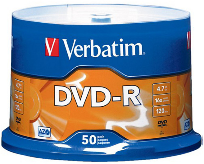 버바팀 DVD-R 4.7GB 16X 공디스크 케이크 50p, 97176, 1개