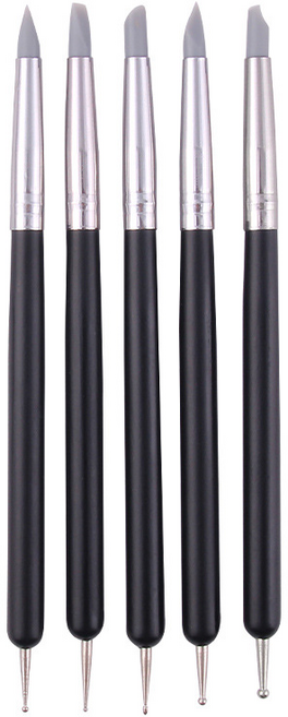 코히모 클레이 점토도구 실리콘 러버 브러쉬 도트볼 5종 세트 4W257, 블랙, 1세트