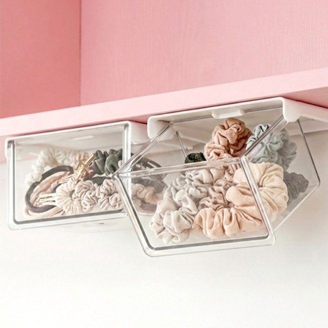 아리코 히든 슬라이딩 수납함, 투명, 2개