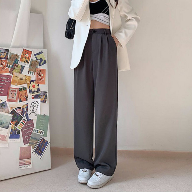 라라티나 여성용 델링 하이웨스트 편안한 일자핏 슬랙스