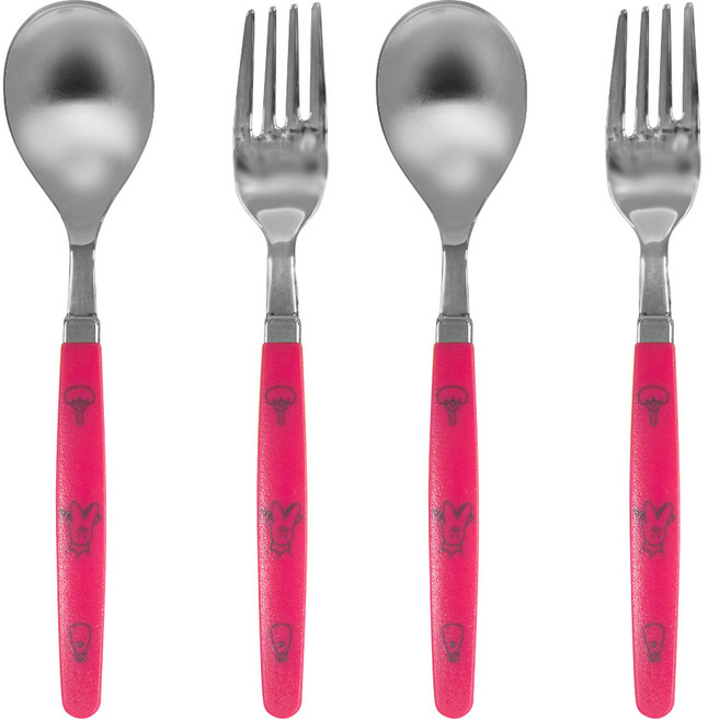 오가 유아용 도시락 친구들 수저 2p + 포크 2p 세트, 소세지핑크, 수저+포크