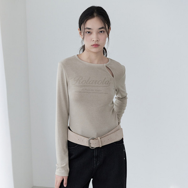 로라로라 여성용 컷아웃 슬림 티셔츠