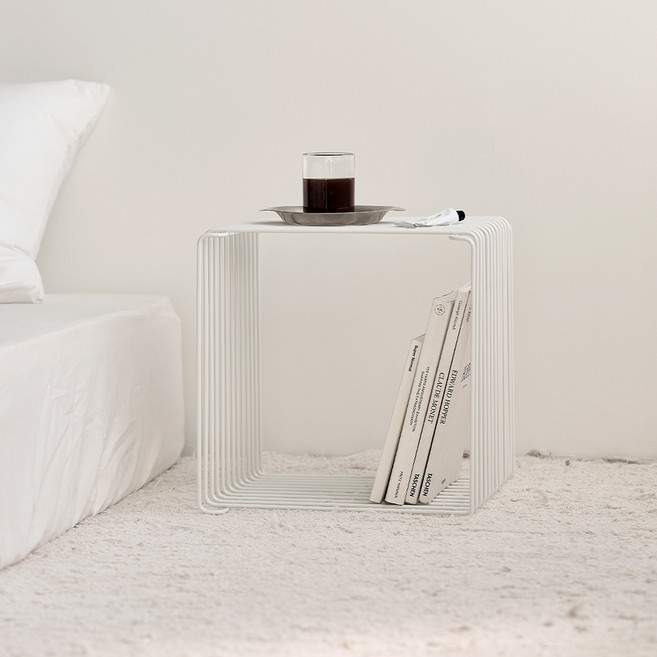 메종드꼼마 매트릭 미니 수납 와이어 테이블, 화이트, 1단