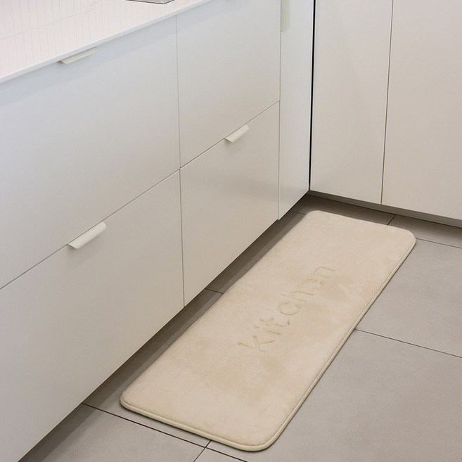 부엌다옴 도톰한 주방용 메모리폼 발매트, 아이보리