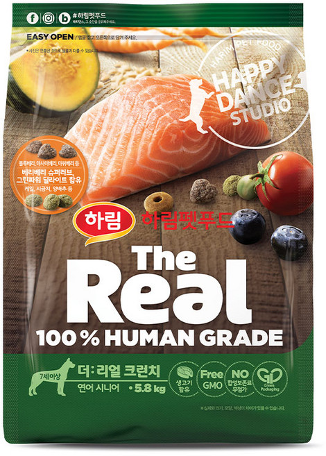 하림펫푸드 시니어 강아지 더리얼 크런치 건식사료, 연어, 5.8kg, 1개