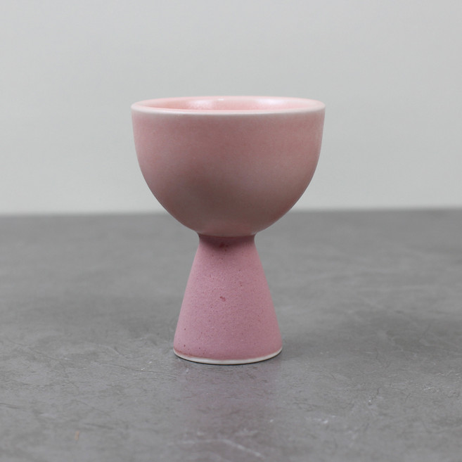달소금 도자기 손잡이 사케 장구술잔, 더블핑크, 1개