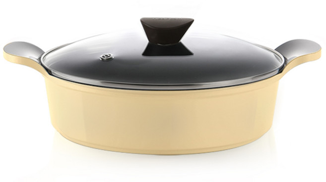 네오플램 인덕션 벤 에콜론 전골냄비, 30cm, 라이트옐로우, 1개