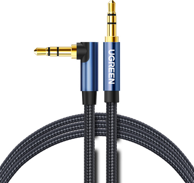 유그린 직조 90도 3.5mm 스테레오 AUX 케이블 1m, AV112, 혼합색상